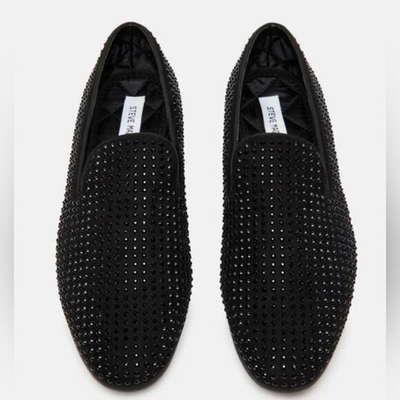 STEVE MADDEN Cavia Black Shoe | Rhinestone Studded | Slip On | size 13